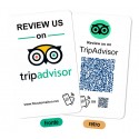 Scheda NFC TripAdvisor Review Card in PVC presonalizzata con il tuo logo